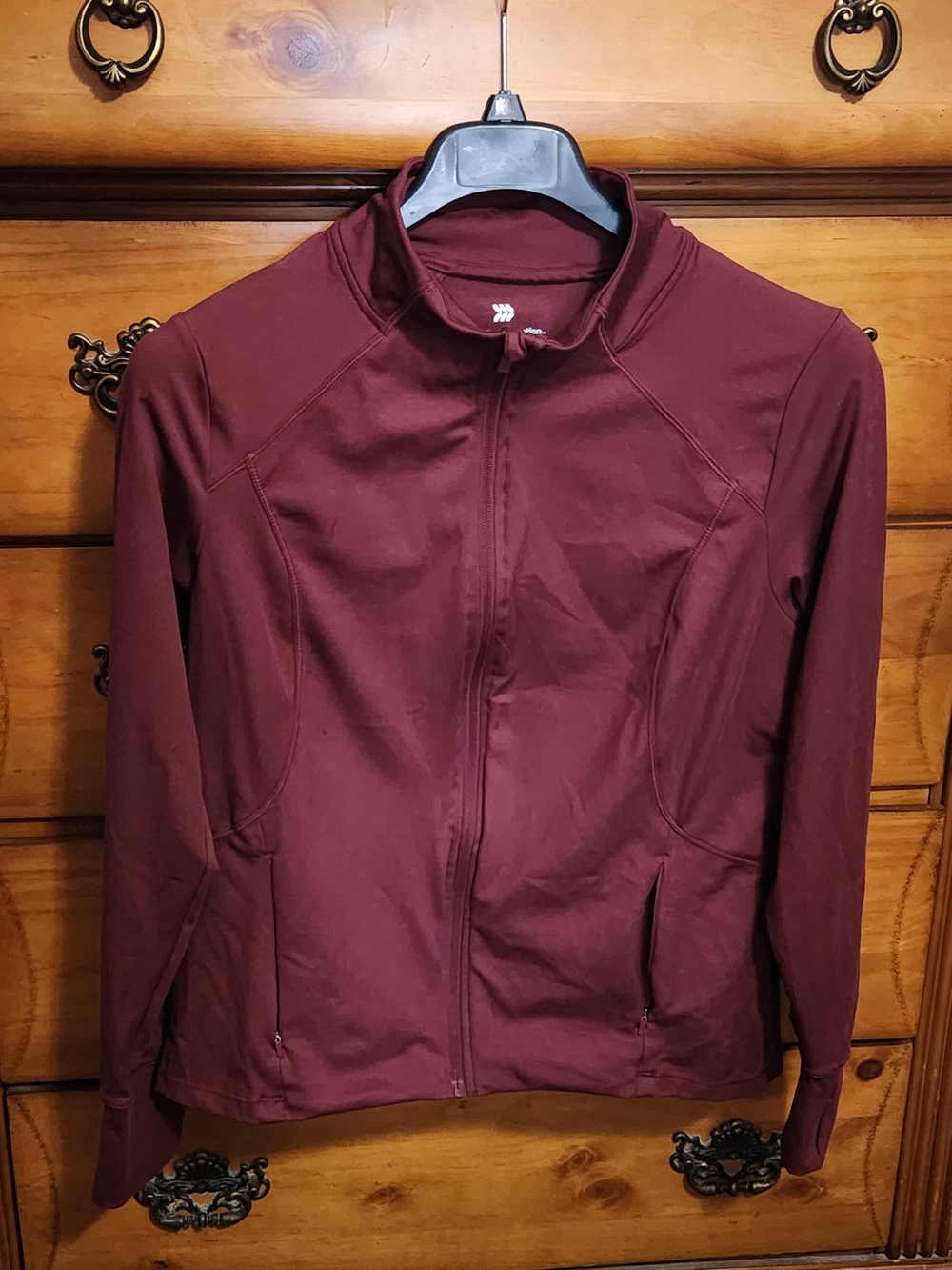 all in motion Women's Maroon Full-Zip Bomber Jacket